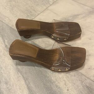 Cult Gaia Nia Wooden Spherical Heel Sandals Size 35 Platform Slides